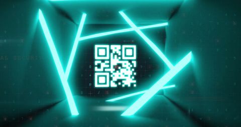 Glowing Green QR Code Security Tech Background