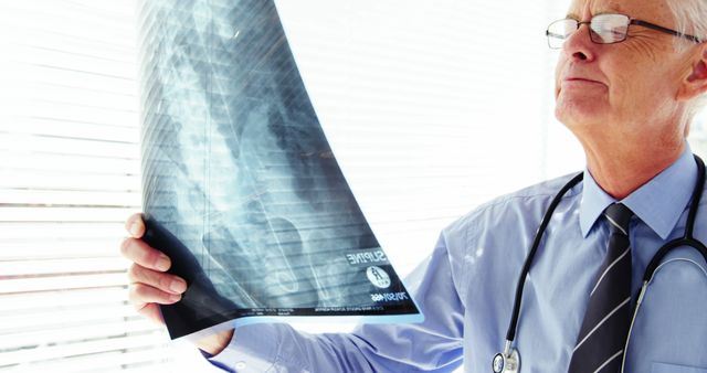 Senior Male Doctor Examining X-ray in Bright Medical Office - Download Free Stock Images Pikwizard.com