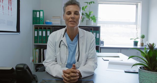 Female Doctor in Medical Office During Video Call Conference - Download Free Stock Images Pikwizard.com