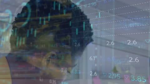 Businesswoman in Office Analyzing Financial Graphs and Data