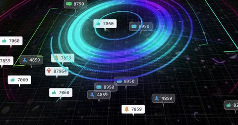 Digital Sphere with Social Media Statistics in Motion - Download Free Stock Images Pikwizard.com