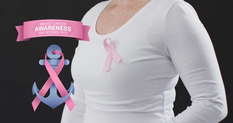 Support for Breast Cancer Awareness with Pink Ribbon Symbol