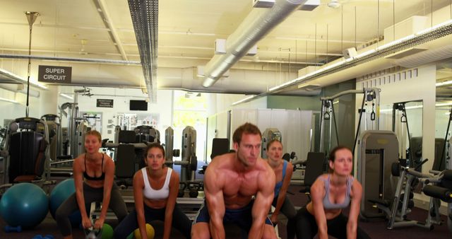 Fitness instructor leading energetic exercise class at gym - Download Free Stock Images Pikwizard.com