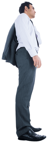 Serious Biracial Businessman Standing on Transparent Background