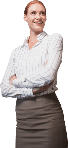 Confident Businesswoman with Transparent Background Arms Crossed Smiling