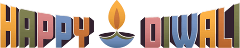 Festive diwali greeting with 3d gradient text and diya design transparent