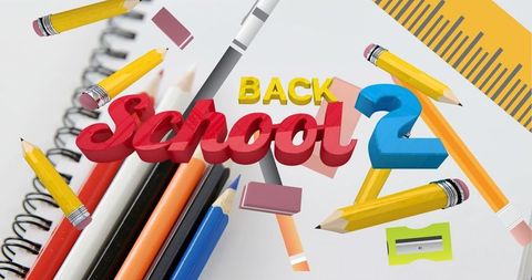 Back 2 School Concept with Animated Stationery and Notebook - Download Free Stock Images Pikwizard.com