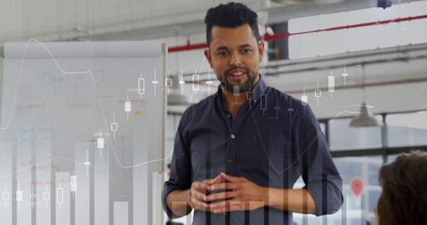 Financial strategist presenting market analysis data