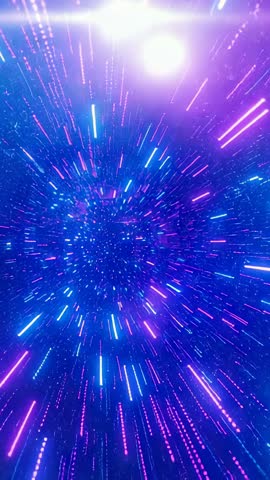 Racing Through Neon Tunnel Vertical Video | Hyperspace Warp Speed Pulsing Particles