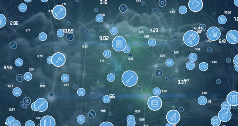 Digital Network Connections Over Cloudy Sky Visualization Concept