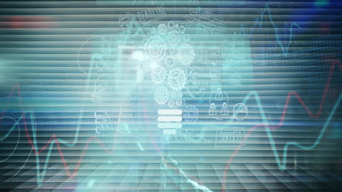 Digital Data Processing Visualization with Green Shapes