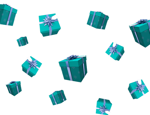 Floating Blue Gift Boxes Pattern on Transparent Background