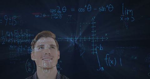 Man Contemplating Mathematical Equations and Graphs - Download Free Stock Images Pikwizard.com