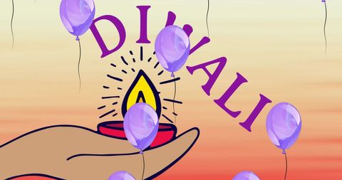 hand holding candle with diwali festival balloons - Download Free Stock Images Pikwizard.com