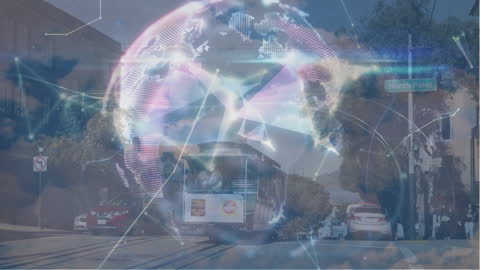 Animated Global Network Overlaying Urban Traffic Scene