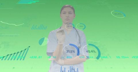 Medical Professional Interacting with Digital Data Interface