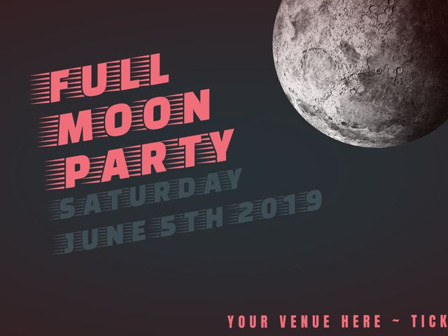 Nighttime Full Moon Party Flyer Template with Detailed Moon Illustration - Download Free Stock Templates Pikwizard.com