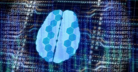 Digital Brain with Binary Code Interface - Download Free Stock Images Pikwizard.com