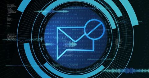 Digital security interface with envelope and prohibition symbol