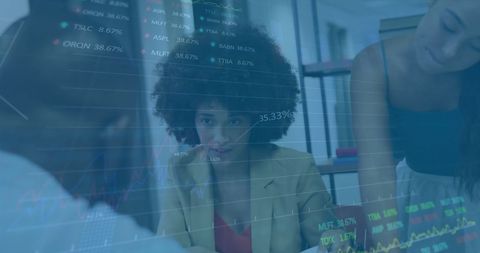 diverse colleagues analyzing financial data over digital interface - Download Free Stock Images Pikwizard.com