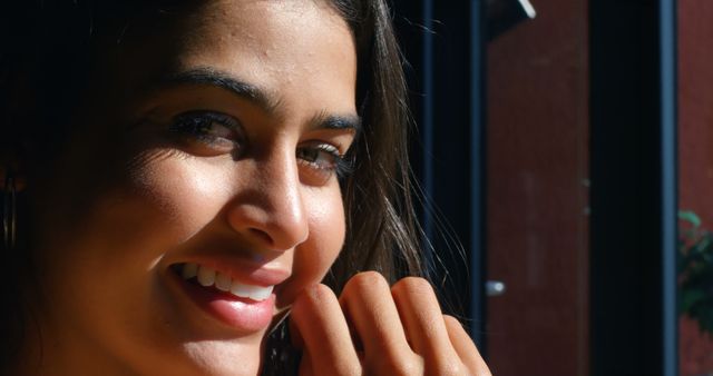 Close-Up of Young Woman Smiling in Natural Light - Download Free Stock Images Pikwizard.com