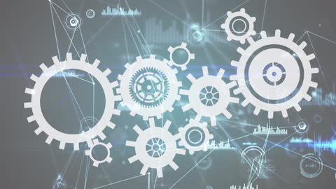 Futuristic Gears and Network Connections Concept