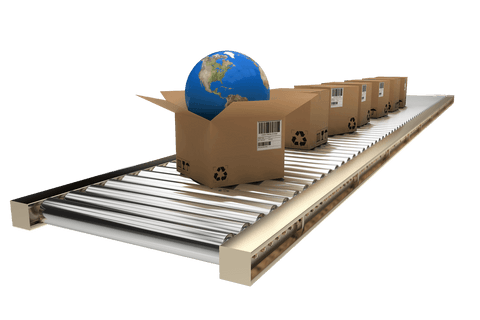 transparent globe in cardboard box moving on 3d conveyor belt - Download Free Stock Videos Pikwizard.com