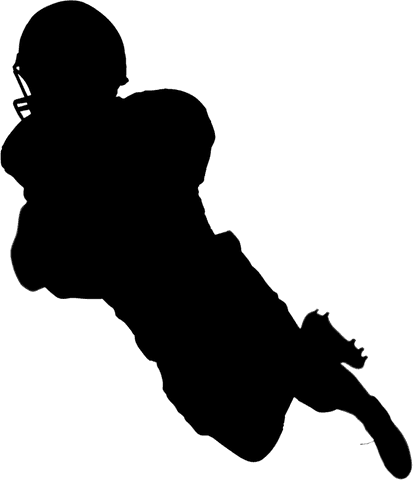 Transparent silhouette american football player diving action