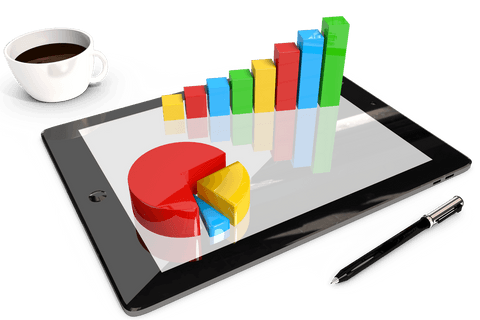 colorful 3d bar and pie charts on transparent tablet - Download Free Stock Videos Pikwizard.com