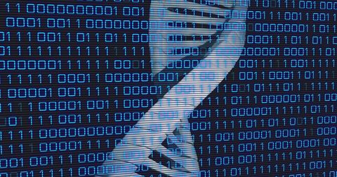 Digital Encoding Overlay on DNA Helix - Download Free Stock Images Pikwizard.com