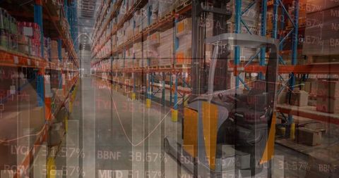 warehouse with overlay of data and technology elements - Download Free Stock Images Pikwizard.com
