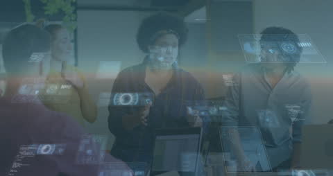 Innovative Team Collaborating on Futuristic Data Technology