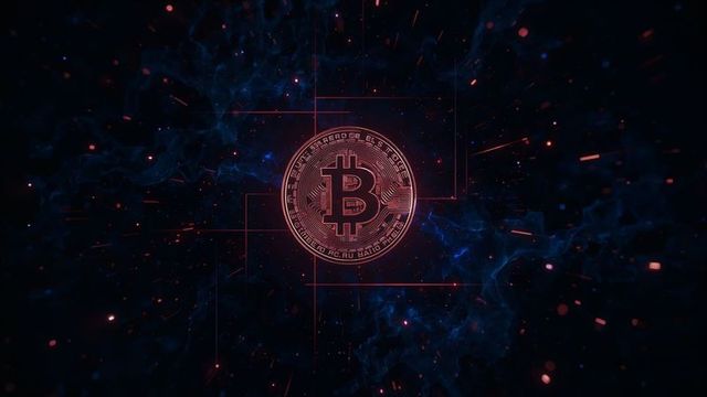 Futuristic Glowing Bitcoin Symbol in Deep Space