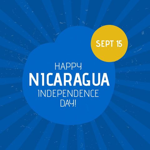 Celebrating Nicaragua Independence Day Graphic on Blue Background - Download Free Stock Templates Pikwizard.com