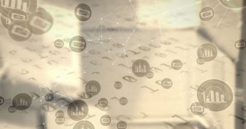 Digital Network Interface with Data Analysis Icons