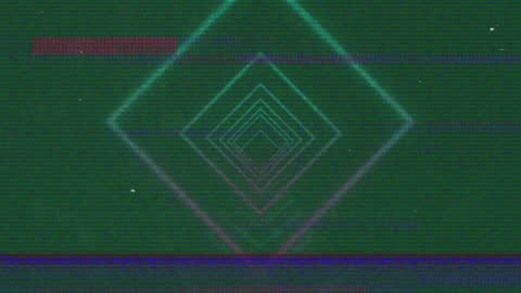 Abstract Digital Glitch Shapes on Green
