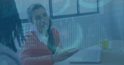 Diverse Business Discussion with Data Overlays