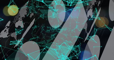 Network Nodes Glowing Amidst Abstract Global Digital Map