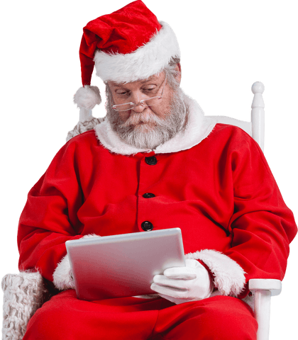Transparent santa claus using tablet christmas technology