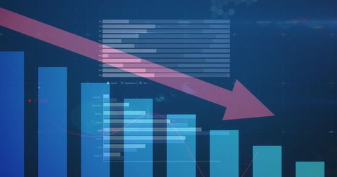 Economic Downtrend Concept with Decreasing Bar Graphs and Arrow - Download Free Stock Images Pikwizard.com
