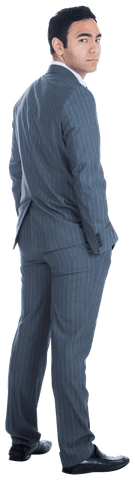 Confident Biracial Businessman in Pinstripe Suit Transparent