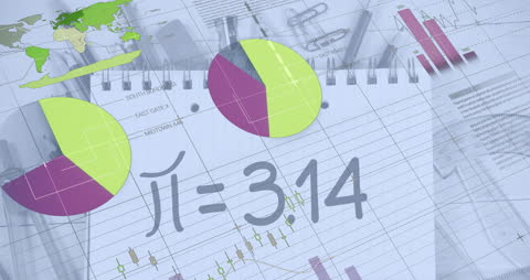 Financial Data and Mathematical Symbols on White Background