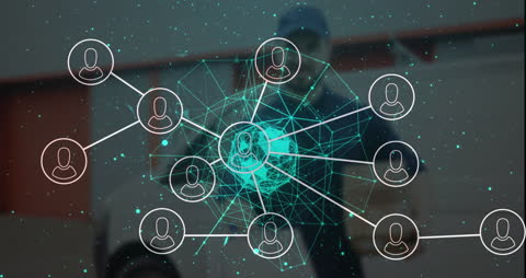 Digital Network with Virtual Connections Overlaying Globe