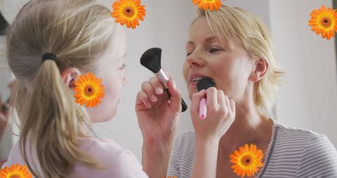 Young Girl Playfully Giving Mother a Makeup Touch-Up - Download Free Stock Images Pikwizard.com