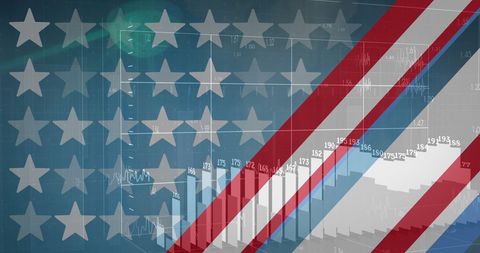 Economic Growth Statistics with American Flag Overlay