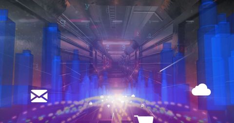digital cityscape with qr code elements and futuristic overlays - Download Free Stock Images Pikwizard.com