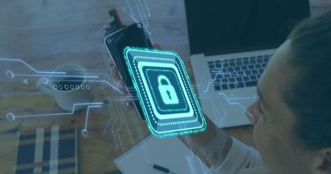 Protecting Smartphone Data with Futuristic Digital Lock Overlay for Mobile Security