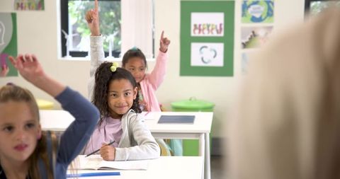 Enthusiastic Students Participating in Classroom Activity