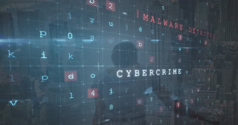 Cyberattack Warning Over Cityscape With Digital Interface