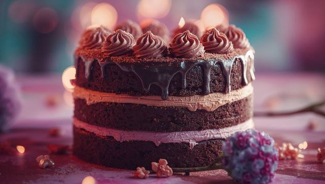 Elegant Three-Layer Chocolate Cake with Dripping Ganache